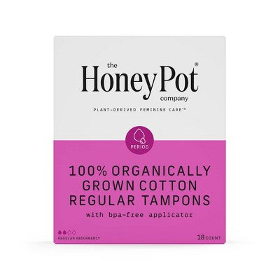 The Honey Pot Company, Organic Cotton Regular Applicator Tampons - 18ct