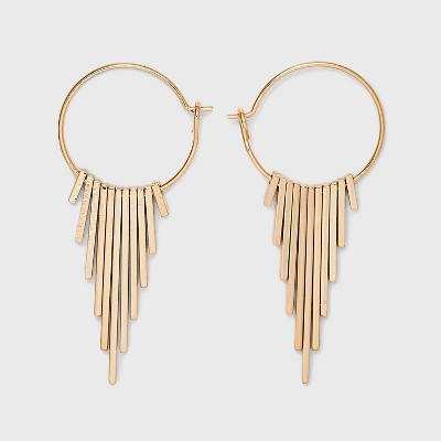 Paddle Fringe Wire Hoop Earrings