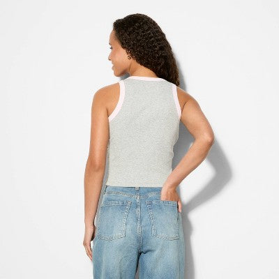 Women's S Teddy Bear Graphic Tank Top - Light Gray