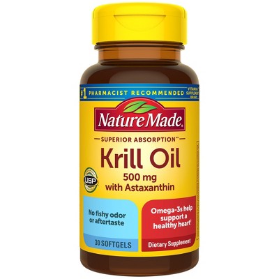 Nature Made Superior Absorption Krill Oil 500mg  Softgels, Omega 3 Heart Health Support - 30ct **Exp  May 2026**