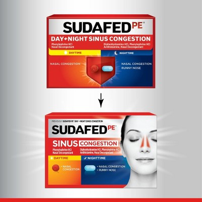 Sudafed PE Day + Night Maximum Strength Sinus Decongestant Tablets - 20ct *Exp 6/26*