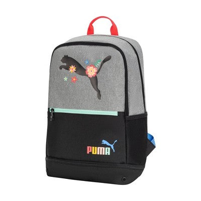 PUMA Kids' Eclipse 18.5 Inch Backpack - Gray/Black/Floral