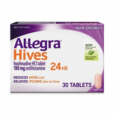 Allegra Non-Drowsy Hives Relief Fexofenadine 180mg Tablets - 30ct *Exp 03/2026*