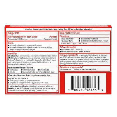 Sudafed PE Maximum Strength Congestion & Sinus Pressure Relief Tablets - 36ct *Exp 10/26* *Open Box Inner Seal Intact*