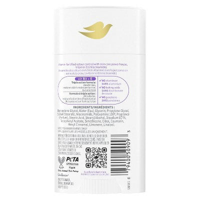 Dove Beauty VitaminCare+ Aluminum Free Deodorant Stick with Niacinamide - Lavender & Chamomile - 2.6oz