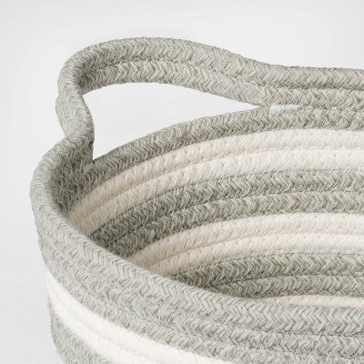 Small Striped Coiled Kids' Rope Basket Gray - Pillowfort