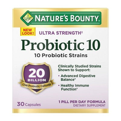 Nature's Bounty Probiotic 10 Capsule - 30ct *Damaged Packaging* *Exp 12/26*