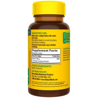 Nature Made Vitamin E 180mg (400 IU) dl-Alpha for Antioxidant Support Softgels - 100ct *Exp 03/2030*