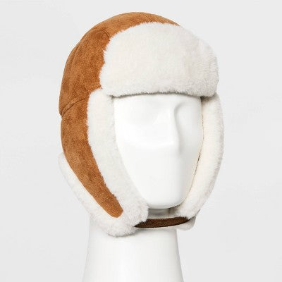 Men's Polyester Faux Suede Faux Fur Trapper Hat - Goodfellow & Co  Tan