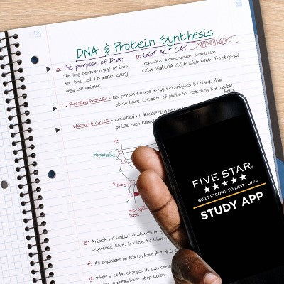 Five Star 200 Sheets 5 Subject College Ruled Spiral Notebook with Pocket Dividers White