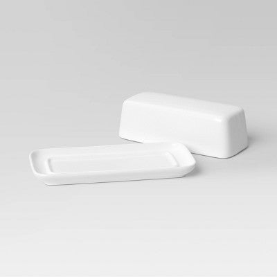 2pc Porcelain Butter Dish White - Threshold : Butter Holder, Microwave & Dishwasher Safe, 4 Volume Capacity