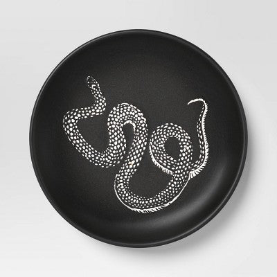 6.125 Inch Halloween Stoneware Snake Appetizer Plate Black - Threshold : Round Animal Icon, Microwave & Dishwasher Safe
