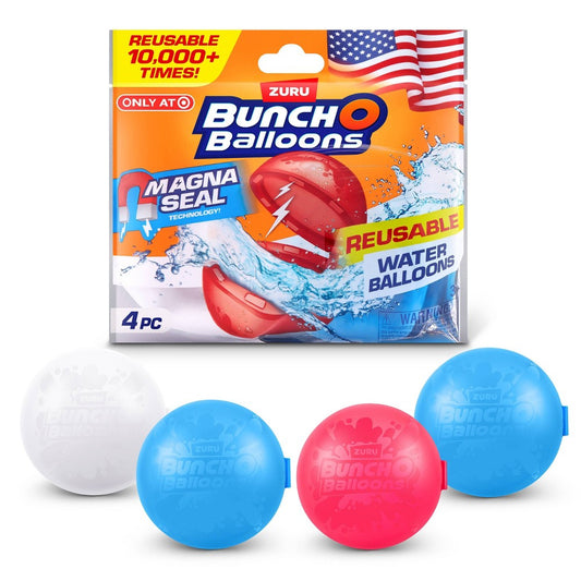 Bunch O Balloons Reusable Water Balloons 4pk- Red/White/Blue: Pool Games for Kids