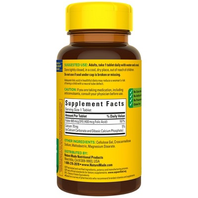 Nature Made Folic Acid 400 mcg (665 mcg DFE) Tablets - 250ct *Damaged Packaging* *Exp 1/28*