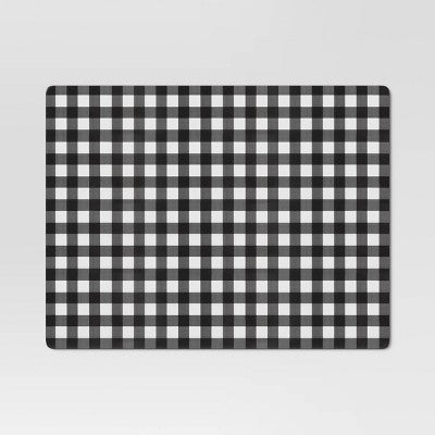 Cork Buffalo Check Placemat Black - Threshold : Geometric Rectangle, Traditional Style, Non-Woven Fabric, 16"x12"