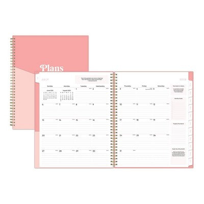 Blue Sky 8.5x11 Inch 2025-2026 Weekly/Monthly Student Wirebound Planner Double Pocket Flamingo Pink/Sorbet