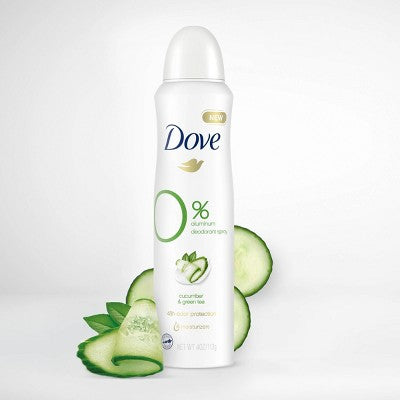 Dove Beauty 0% Aluminum Cucumber & Green Tea 48 Hour Deodorant Spray - 4oz *Packaging May Vary*