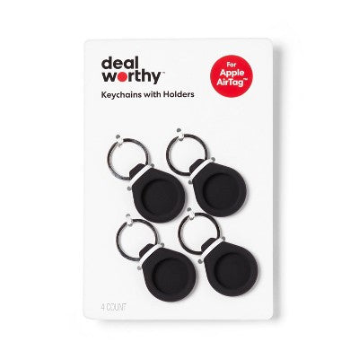 Apple AirTag Holder and Keyring - dealworthy  4pk Black