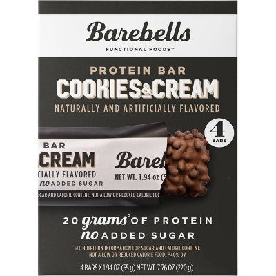 Barebells Nutrition Bars - Cookies & Cream - 7.76oz/4pk **Best By 10 Aug 2026**