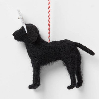 Felted Wool Black Labrador Retriever Dog Christmas Tree Ornament - Wondershop
