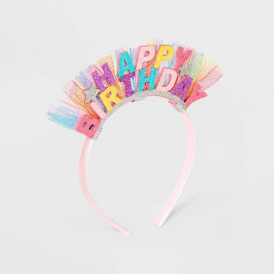 Kids' Glitter 'Happy Birthday' Headband with Tulle - Cat & Jack