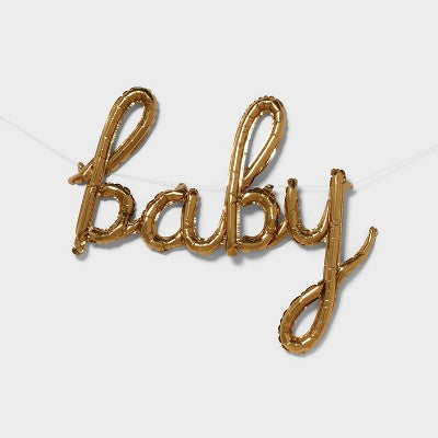 Baby Script Foil Balloon Banner Gold - Spritz