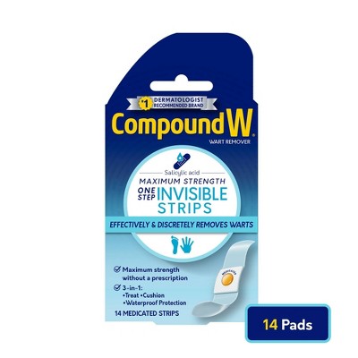 Compound W Maximum Strength One Step Invisible Wart Remover Strips - 14 ct *Exp 12/28