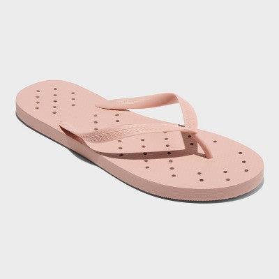 Women's Size L Shower Flip Flops Pink - Room Essential