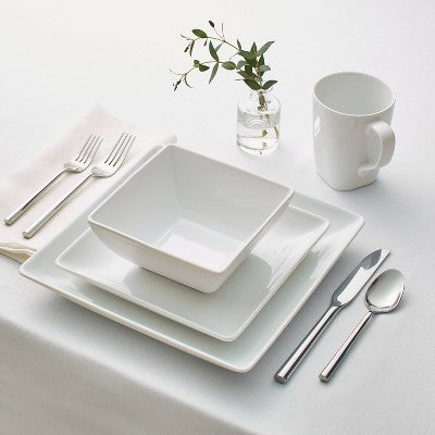 16pc Porcelain Square Rim Dinnerware Set - *Damaged Box*