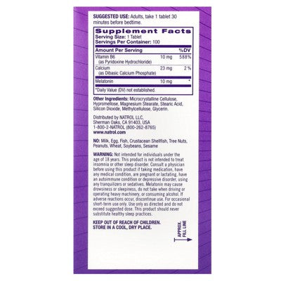 Natrol Advanced Melatonin, Sleep, 10 mg, 100 Tablets **Exp Apr 30 2027**