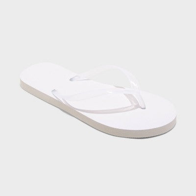 Women's 11 Sydney Flip Flop Sandals - Shade & Shore White Shower Shoes, Non-Marking