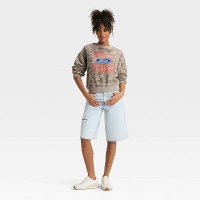 Women's Size XXS Built Tough Ford Graphic Sweatshirt - Brown