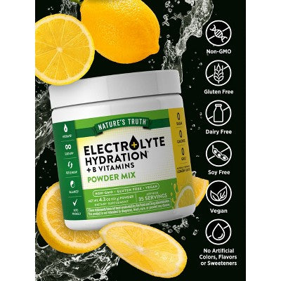 Nature's Truth Electrolytes Powder | No Sugar | Refreshing Lemon Flavor **Exp 06/2026**