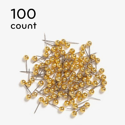 U Brands 100ct Gold Map Push Pins