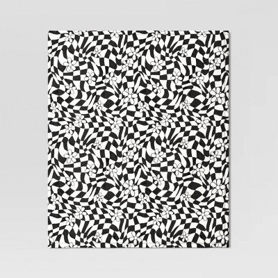 Novelty Recycled Printed Plush Throw Black/White