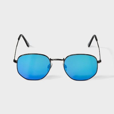 Men's Round Shiny Metal Geometric Sunglasses - Original Use  Gunmetal