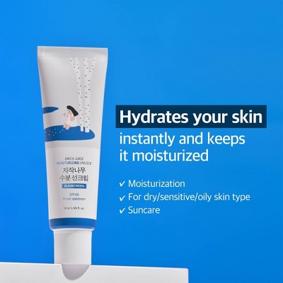Round Lab, Birch Juice Moisturizing UVLock Sunscreen, SPF 45, 1.69 Fl Oz (50 Ml) *Exp 2/23/27*