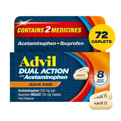 Advil Ibuprofen Dual Action NSAID Back Pain Reliever Caplet - 72ct *Exp 01/28*