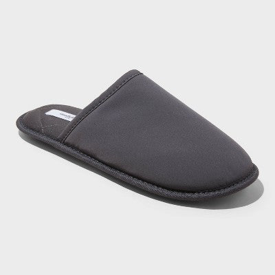 Men's S (7/8) Beau Scuff Slippers - Goodfellow & Co Charcoal Gray Slip-on, Indoor/Outdoor Sole, Backless Design