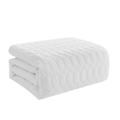 VCNY 3pc Full/Queen Diamond Pinsonic Quilt Set White: Hypoallergenic Microfiber, Embroidered, No Fill