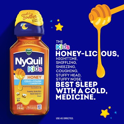 Vicks Kids NyQuil Honey Cold & Cough Medicine Liquid - 8 fl oz *Exp 10/2025*