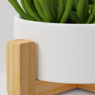 Artificial Succulent Wood Planter - Threshold : Faux Greenery, Indoor Stoneware Pot Decor