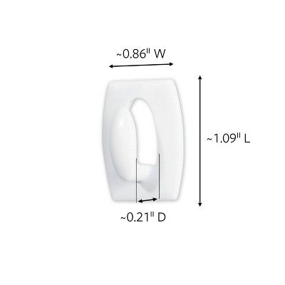 Command 12pk Damage Free Mini Hooks White 0.5 Lb Adhesive Plastic Hooks for Stockings & Lights