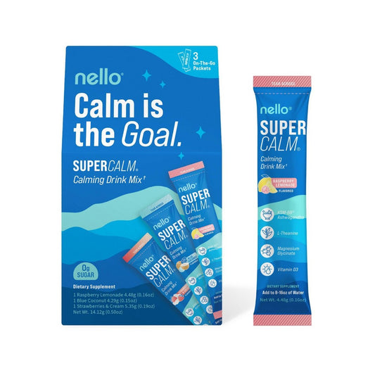 Nello Supercalm Calming Drink Mix Supplement Powder - Calm Is The Goal Variety - 3ct (EXP: 07/27)