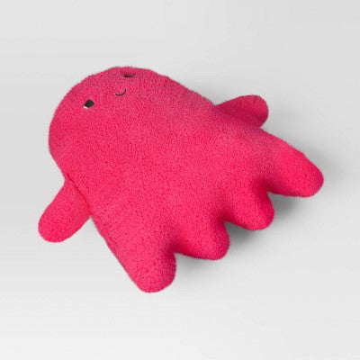 Ghost Shaped Faux Shearling Throw Pillow Pink