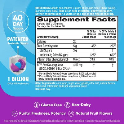 Digestive Advantage Probiotic Gummies - Fruit Flavors - 80 ct *Exp 02/2026*