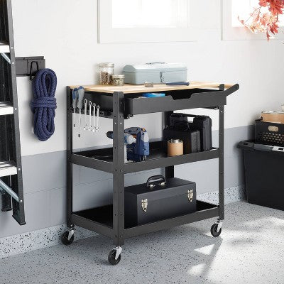 3 Tier Metal Rolling Service Cart - Brightroom
