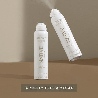 Native Deodorant & Body Spray - Sandalwood & Shea Butter - Aluminum Free - 3.5oz **May Be Missing Lid**