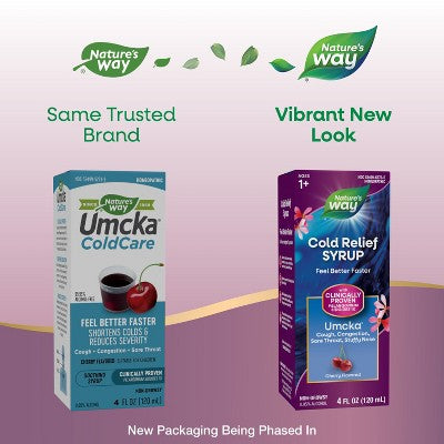 Nature's Way Cold Relief Syrup - Umcka - Cherry Flavored - 4 fl oz *Exp 10/31/25* *Damaged Box* *Packaging May Vary*