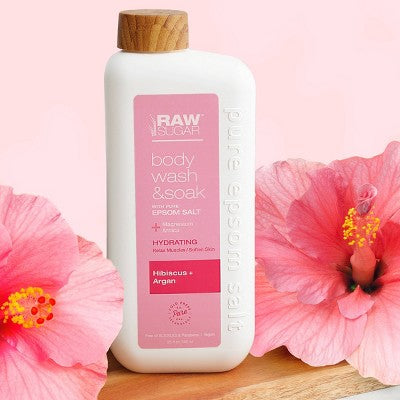 Raw Sugar Epsom Body Wash - Hibiscus and Argan - 25 fl oz